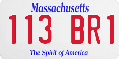 MA license plate 113BR1