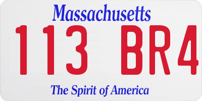 MA license plate 113BR4