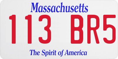 MA license plate 113BR5