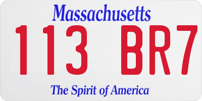MA license plate 113BR7