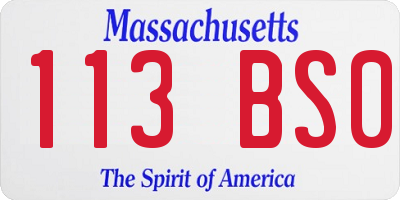 MA license plate 113BS0