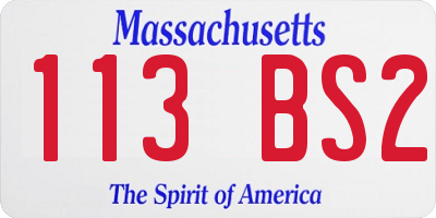 MA license plate 113BS2