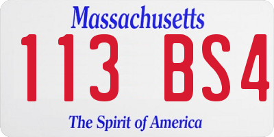 MA license plate 113BS4