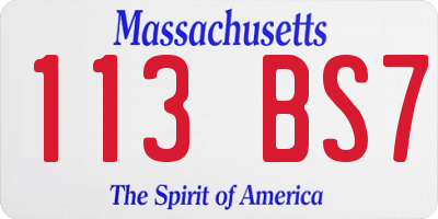 MA license plate 113BS7