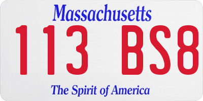 MA license plate 113BS8