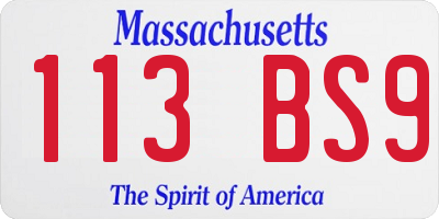 MA license plate 113BS9
