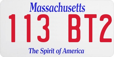 MA license plate 113BT2