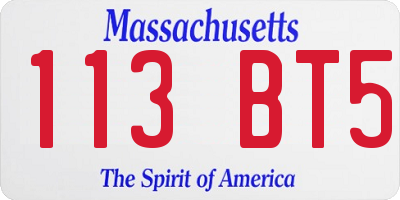 MA license plate 113BT5