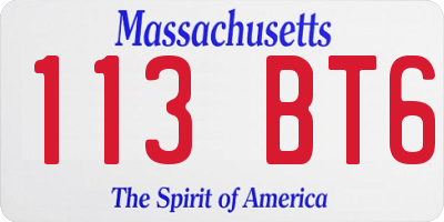 MA license plate 113BT6