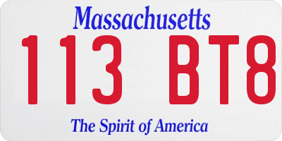 MA license plate 113BT8