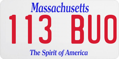 MA license plate 113BU0