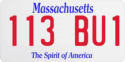 MA license plate 113BU1