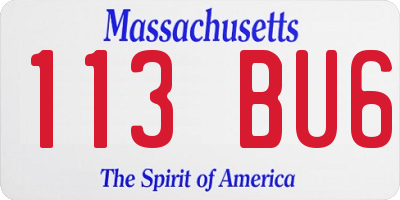 MA license plate 113BU6