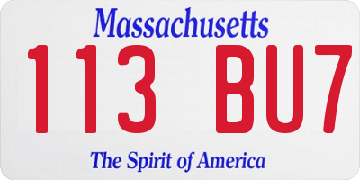 MA license plate 113BU7