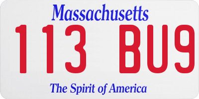 MA license plate 113BU9