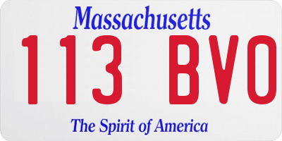 MA license plate 113BV0