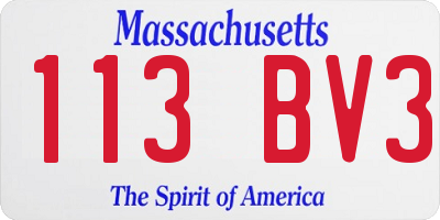 MA license plate 113BV3