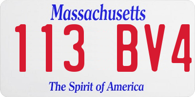 MA license plate 113BV4