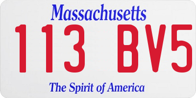 MA license plate 113BV5