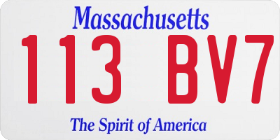 MA license plate 113BV7