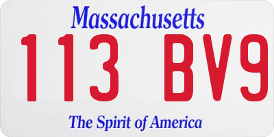 MA license plate 113BV9