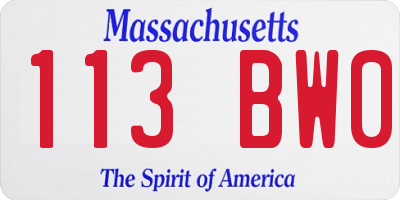 MA license plate 113BW0