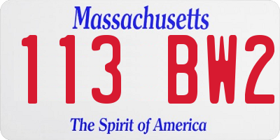 MA license plate 113BW2