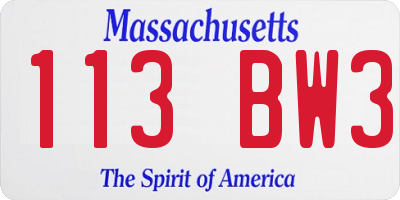 MA license plate 113BW3