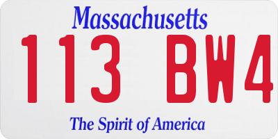 MA license plate 113BW4