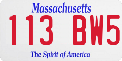 MA license plate 113BW5