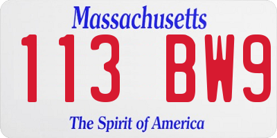 MA license plate 113BW9
