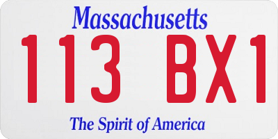 MA license plate 113BX1
