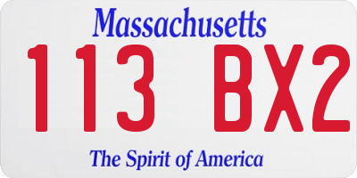 MA license plate 113BX2