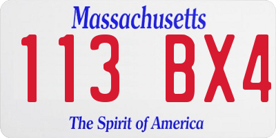 MA license plate 113BX4