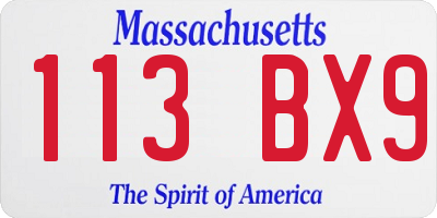 MA license plate 113BX9