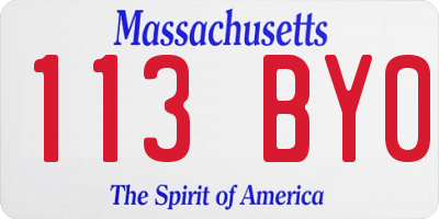 MA license plate 113BY0