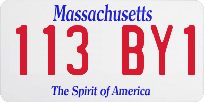 MA license plate 113BY1