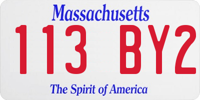 MA license plate 113BY2