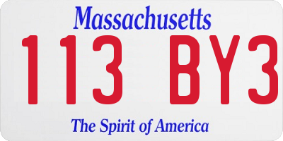 MA license plate 113BY3