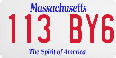 MA license plate 113BY6