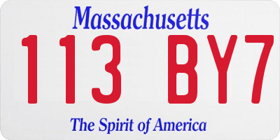 MA license plate 113BY7