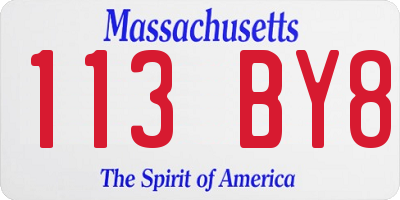MA license plate 113BY8