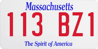 MA license plate 113BZ1