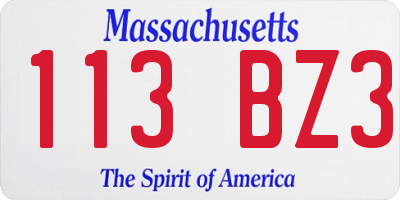 MA license plate 113BZ3
