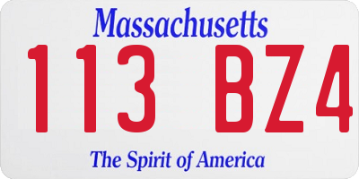 MA license plate 113BZ4