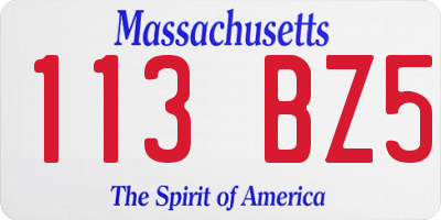MA license plate 113BZ5