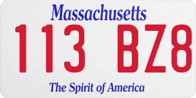 MA license plate 113BZ8