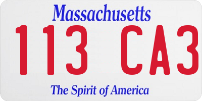 MA license plate 113CA3