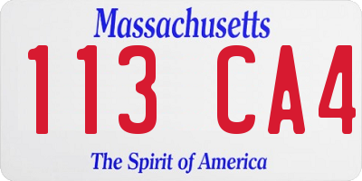 MA license plate 113CA4