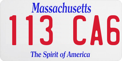 MA license plate 113CA6